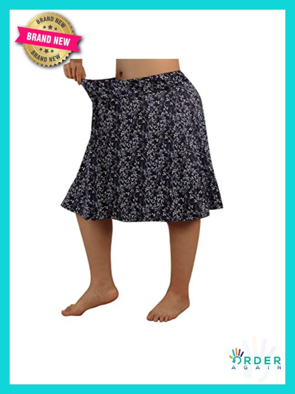Plus Size Knee-Length Running Skort with Pockets, Built-in Shorts, High Rise,